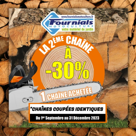 1 chaîne de tronçonneuse achetée la 2ème à -30%