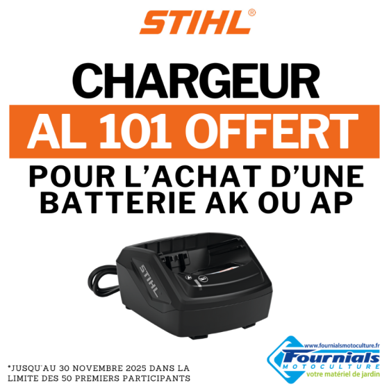 Pour l'achat d'une Batterie AK ou AP : le chargeur AL 101 est offert !